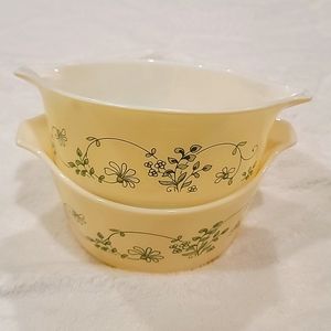 Pyrex Shenandoah Green on Yellow Set